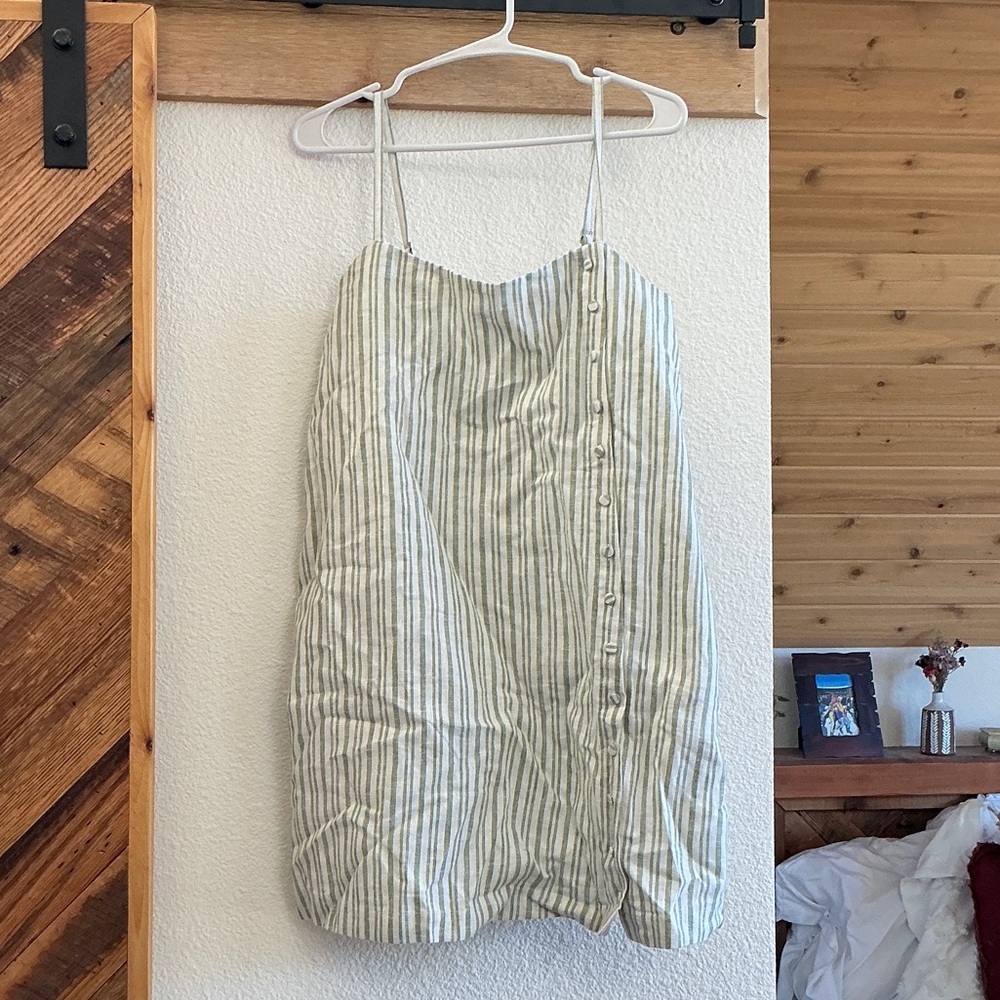 Abercrombie Striped White and Green Women's Dress